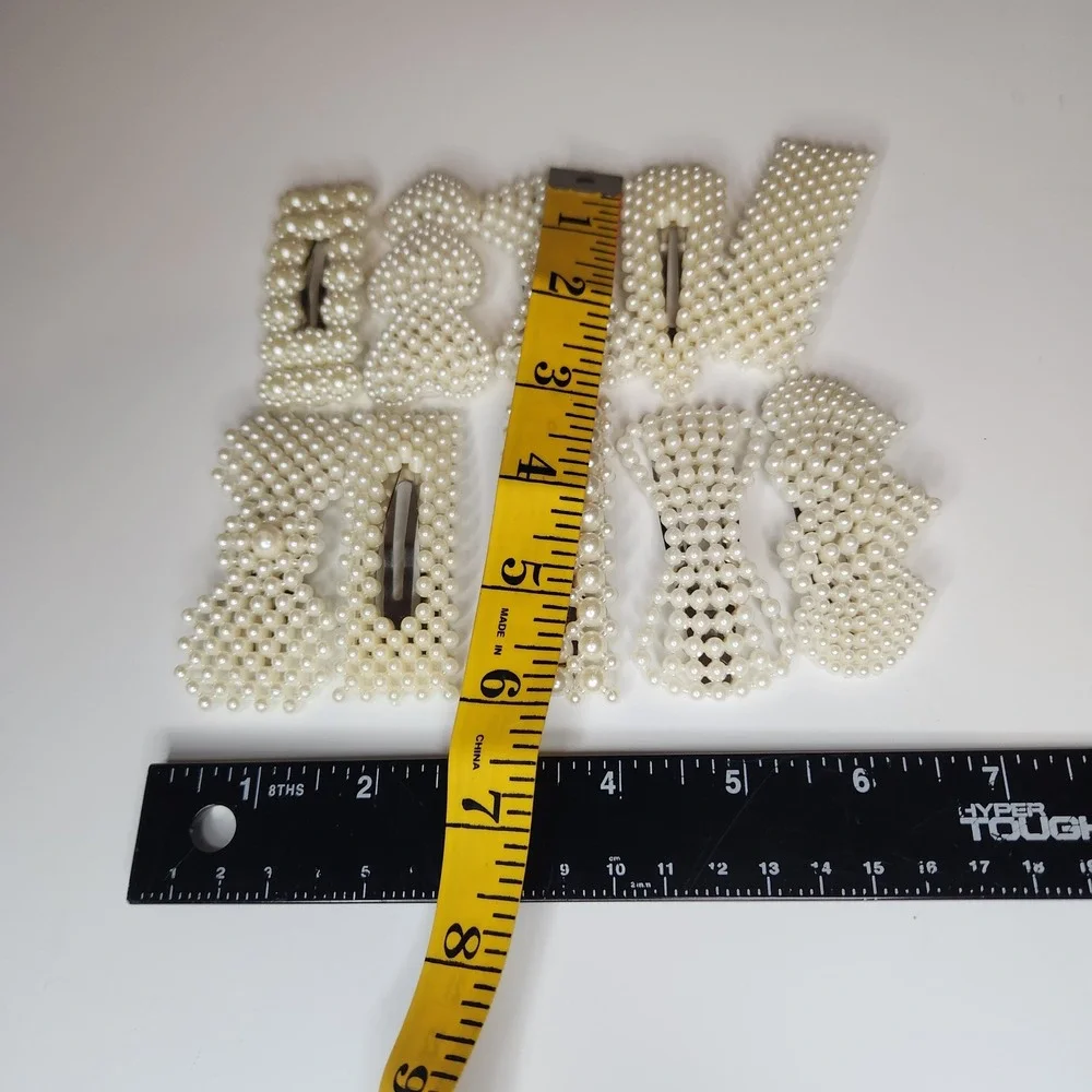 10pc White Faux Pearl Hair Clip Set Snap Barrettes for Kids